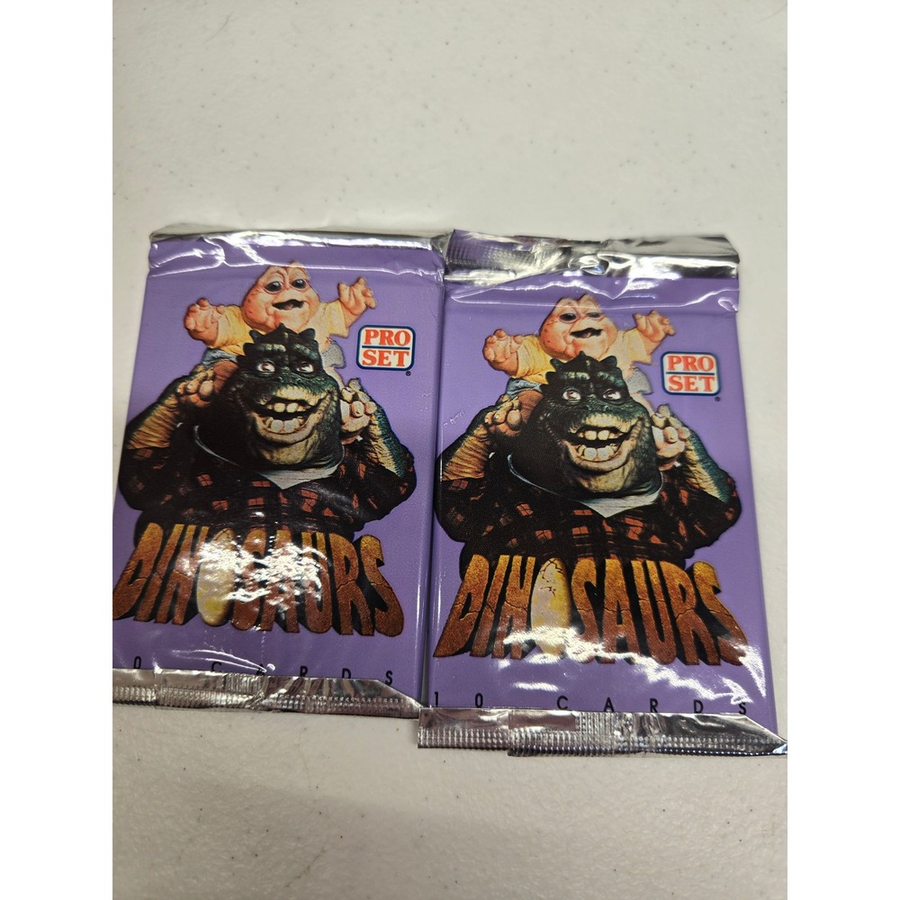 2 Pack Vintage 1992 Pro Set Dinosaurs Trading Cards Sealed Wax Packs Jim Henson‎